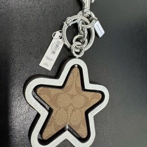 Coach Metallic Silver and Signature Star Keychain/Bag Charm - Brand New